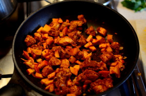 Dietetyczny kurczak słodko-ostry z pomidorami, dynią i cukinią :)