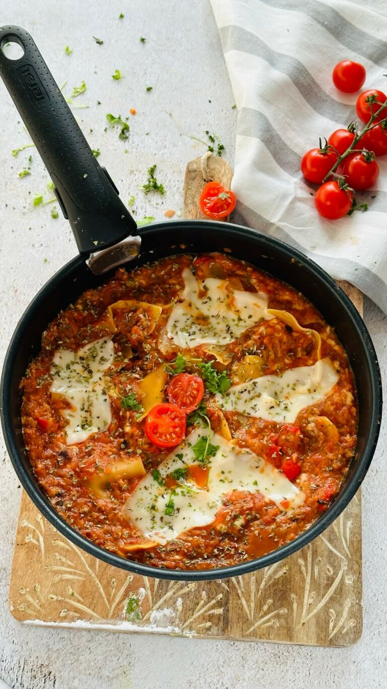 Przepis na lasagne z patelni Dieta dla zabieganych elastyczna skuteczna bez restrykcji bez eliminacji Dietetycznie Zakręcona Paula Jamróz